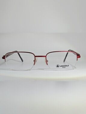Laguiole. Elian. Red Semi-Rimless Eyeglass Frames. Unisex.